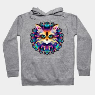 Mandala with cute furry Cat portrait - a01 Hoodie